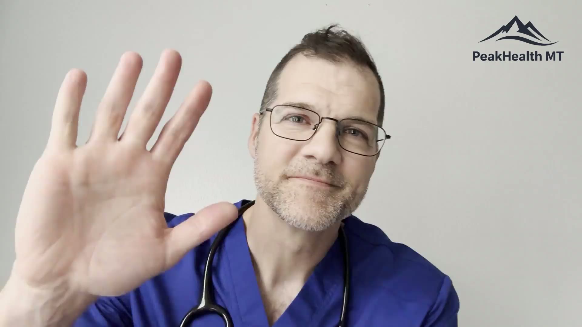 Wesley Hardin, PA-C, greeting new PeakHealth MT patients on video
